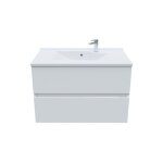 Meuble salle de bain suspendu 80 cm rosaly - blanc - plan vasque en r�sine