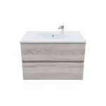 Meuble salle de bain suspendu 80 cm rosaly - bois - plan vasque en r�sine