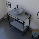 Meuble salle de bain avec vasque  poser structura 80 cm - gris