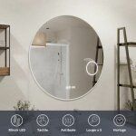 Cuisibane - miroir lumineux rond rondinara ø 60cm - antibuée, horloge et loupe Cuisibane - miroir lumineux rond rondinara ø 60cm - antibuée, horloge et loupe