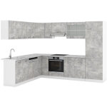 Vicco - cuisine en angle r - line, bton, 227 x 287 cm sans plan de travail