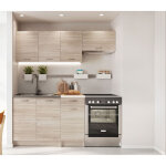 Cuisine compl�te l 180cm 5 �l�ments couleur ch�ne sonoma plan de travail inclus mila - pegane -