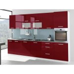 Cuisine complte laque 3m20 tara avec colonne four bordeaux