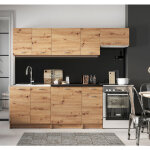 Pegane - cuisine compl�te mila 7 �l�ments couleur ch�ne artisan avec plan de travail inclus - longueur ...