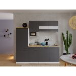 Cuisine kitchenette bloc cuisine intégrée blanc gris malia 210 cm respekta Cuisine kitchenette bloc cuisine intégrée blanc gris malia 210 cm respekta