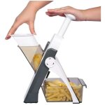 Cuisine safety slicer manuelle multifonction tous coupe légumes lame en acier inoxydable, julienne, cubes, ... Cuisine safety slicer manuelle multifonction tous coupe légumes lame en acier inoxydable, julienne, cubes, ...