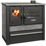 Cuisini�re � bois 10, 0 kw ? grand four avec thermom�tre ? verre c�ramique avec nettoyage � lame d?air ...