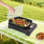 Cuisini�re � gaz de barbecue de fer avec couvercle de chaudi�re de plaque de cuisson, barbecue de camping ...
