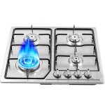Cuisini�re � gaz naturel en acier inoxydable - 58 x 50 cm - argent� - cuisini�re � gaz - 4 br�leurs - ...
