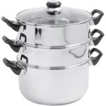 Cuit vapeur - crealys - 3 niveaux - inox - couvercle verre - diam. 24 cm