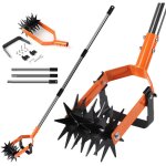 Cultivateur de griff amovible avec 3 - sections manche en acier inoxydable, outil de cultivateur rotatif ...