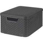 Bote de rangement avec couvercle style m 18l argent mtallis - curver