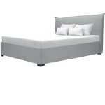 Lit coffre adulte classique - tissu gris clair - sommier inclus - 160 x 200 cm - cushion
