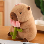 Cute capybara doll, capybara toy with flowers, 30cm plush
