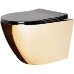 Rea ? cuvette wc suspendue sans bride ? couleur noir / or ? longueur 495 mm ? largeur 370 mm ? abattant ...