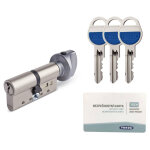 Cylindre de serrure haute s�ret� � bouton ? dimensions 30x30 mm ? 3 cl�s prot�g�es ? serrure � billes ...