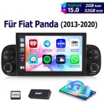 Dab + optionnel autoradio android 15 7 pouces 32 / 64go pour fiat panda 312 (2013 - 2024) - apple carplay, ...
