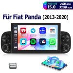 Dab + optionnel autoradio android 15 7 pouces 32 / 64go pour fiat panda 312 (2013 - 2024) - apple carplay, ...
