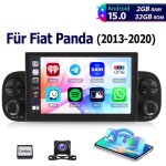 Dab + optionnel autoradio android 15 7 pouces 32 / 64go pour fiat panda 312 (2013 - 2024) - apple carplay, ...