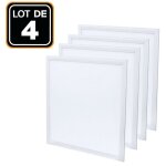 Dalle led 600x600 40w lot de 4 pcs pmma blanc froid 6000k haute