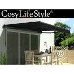 Dancover - store banne avec manivelle, 3, 95x3m, noir / cadre noir