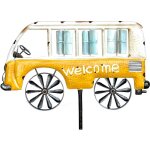 Fiche de jardin mtal bus voiture xl 160 cm jaune blanc 96104 carillon bienvenue moulin  vent rsistant ...