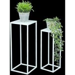 Dandibo tabouret de fleur m�tal blanc angulaire support de fleur table d'appoint 96482 lot de 2 colonnes ...