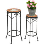 Dandibo - tabouret � fleurs mosa�que rond lot de 2 46 et 54 cm porte - fleurs 12011 table d'appoint porte ...