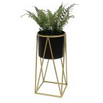Tabouret � fleurs avec pot m�tal or noir s 47 cm porte - fleurs 96046 colonne � fleurs moderne porte ...