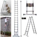 5m escabeau t�lescopique pliable en forme de a escabeau inox polyvalent