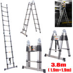 Echelle t�lescopique 3. 8m , 12 marches , antid�rapante, syst�me soft - close echelle � coulisse