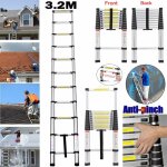 Echelle t�lescopique en aluminium, longueur max. 3. 2m echelle pliante � usage multiple, capacit� de ...