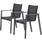 Dcb garden - alu - miami - lot de 2 fauteuils de jardin empilables en aluminium