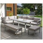 Dcb garden - antalya - ensemble repas de jardin 9 places en aluminium