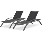 Dcb garden - barcelona - lot de 2 bains de soleil en toile plastifiée et aluminium Dcb garden - barcelona - lot de 2 bains de soleil en toile plastifiée et aluminium