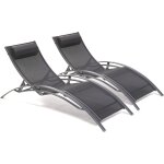 Dcb garden - cl76 - lot de 2 bains de soleil en aluminium et toile plastifiéee Dcb garden - cl76 - lot de 2 bains de soleil en aluminium et toile plastifiéee