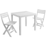 Dea - set de jardin 3 pices table blanche + 2 chaises pliantes de jardin
