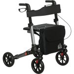 D�ambulateur pliable r�glable en hauteur avec si�ge, rollator 4 roues et freins double, pour personnes ...