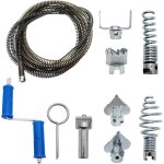 D�boucheur canalisation 5m professionnel - furet de plomberie diam�tre 12mm avec 8 embouts - drain snake ...
