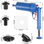 Dboucheur de canalisation  air comprim, pompe haute pression avec 4 ventouses pour vier et toilette ...