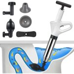 D�boucheur de toilettes � air comprim� , avec barom�tre, 3 t�tes de piston et gonfleur, pour d�boucher ...