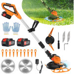 Debroussailleuse electrique sans fil, d�broussailleuse � gazon pliable avec 2 batteries et 3 types de ...