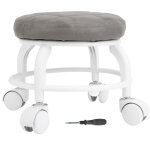 Decdeal si�ge � roulettes bas tabouret en cuir pu roue muette chaise ronde pivotante en hauteur pour ...