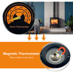 Decdeal thermom�tre en bois thermom�tre � temp�rature magn�tique du four de temp�rature pour les po�les ...