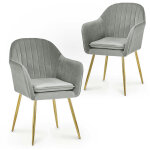 Deco in paris - lot de 2 chaises avec accoudoirs en velours gris edwige Deco in paris - lot de 2 chaises avec accoudoirs en velours gris edwige