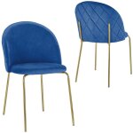 Lot de 2 chaises design en velours bleu kenneth