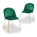 Lot de 2 chaises design en velours vert kenneth