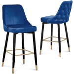 Deco in paris - lot de 2 tabourets de bar en velours bleu dorina Deco in paris - lot de 2 tabourets de bar en velours bleu dorina