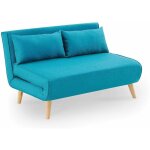 Deco in paris - banquette convertible 2 places en tissu bleu turquoise tonka Deco in paris - banquette convertible 2 places en tissu bleu turquoise tonka