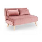 Deco in paris - banquette convertible 2 places en velours rose tonka